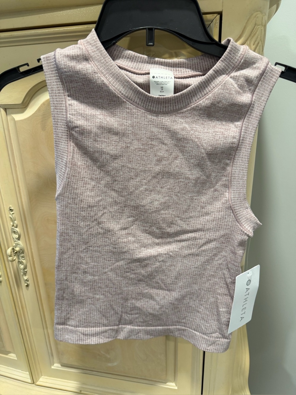 Athleta Light Pink Ribbed Cropped Tank